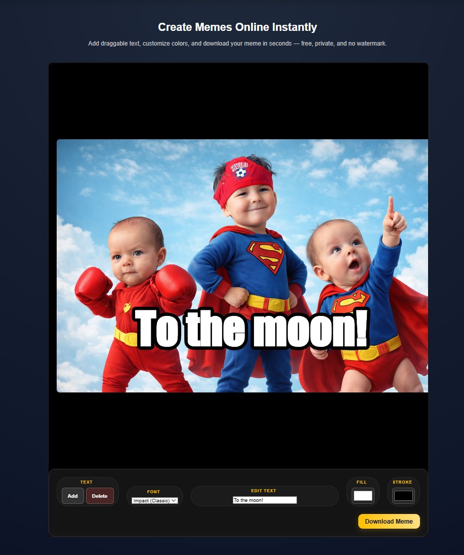 Meme Generator Tool Interface